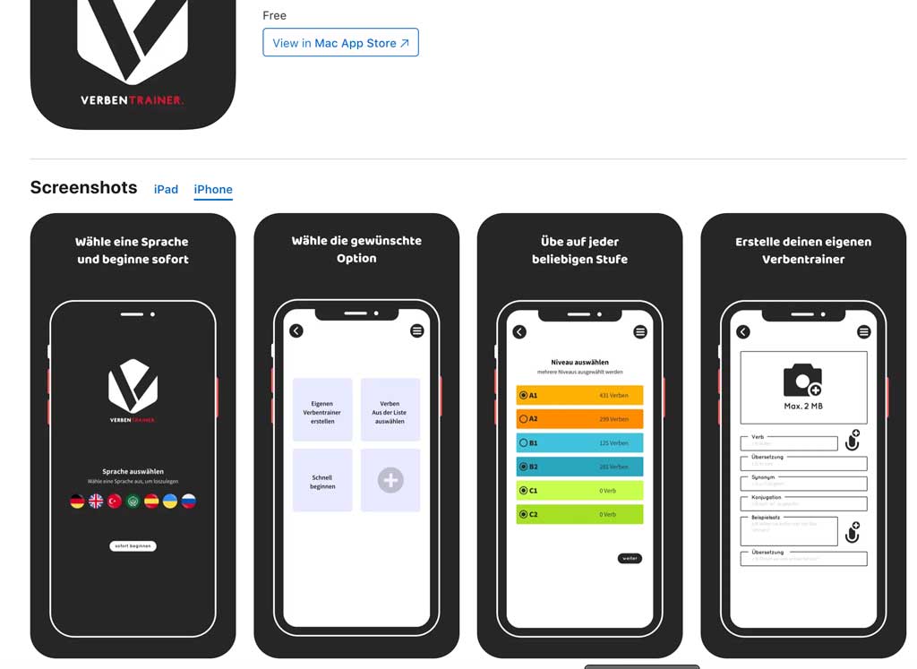 Verbentrainer - Almanca Fiil Öğrenme Uygulaması  